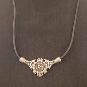 1990s punk alternative "steel n style" brand pewter necklace with black cord